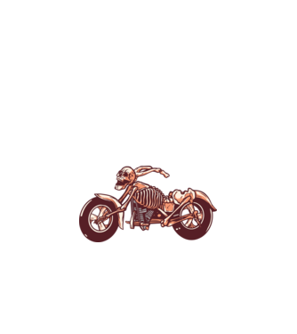 Motocicletă cu Schelet model alb pe tricou