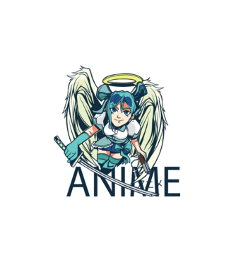 Anime fată cu sabie model alb pe tricou
