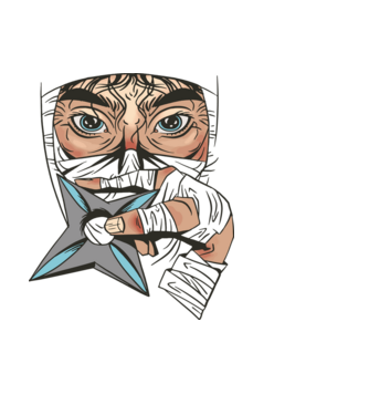 Cap de ninja model negru pe tricou