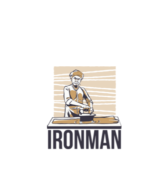 Ironman Om care calcă (montează metal) model alb pe tricou