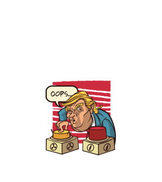 Trump Bombă nucleară model alb pe tricou