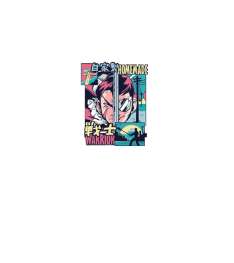 Anime Vaporwave Home Made Warrior model negru pe tricou