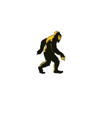 Yeti în pădure model negru pe tricou