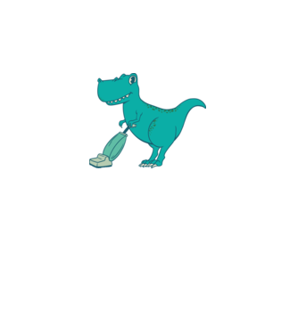 T-rex făcând curățenie model alb pe tricou