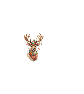 Festive Reindeer model alb pe tricou