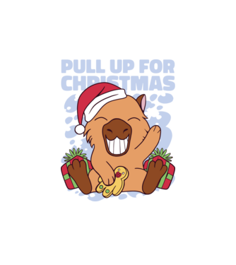 Pull up for christmas Capybara model alb pe tricou