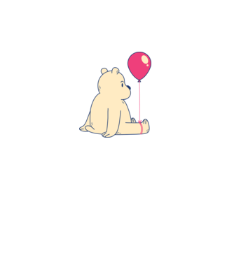 Teddy Drăguț cu Balon model alb pe tricou