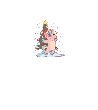 Unicorn de Crăciun model alb pe tricou
