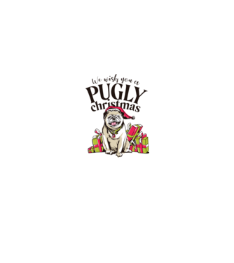 We wish You a Pugly Christmas tricou cu mops model gri pe tricou