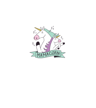 Mamacorn model alb pe tricou