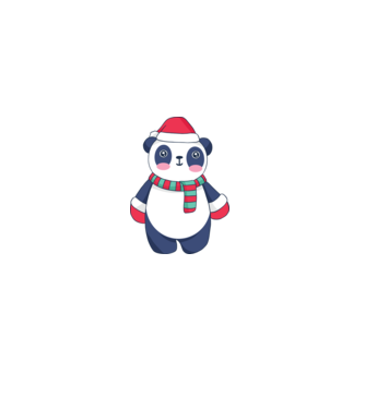 Panda drăguț de Crăciun model alb pe tricou