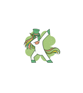 St Patrick Unicorn DAB model negru pe tricou