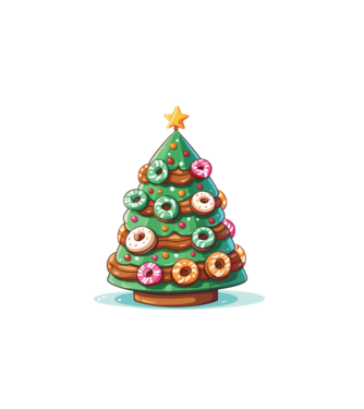 Doughnut pom de Crăciun model alb pe tricou