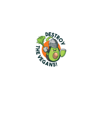 Destroy the Vegans - tricou amuzant războinic Avocado model alb pe tricou