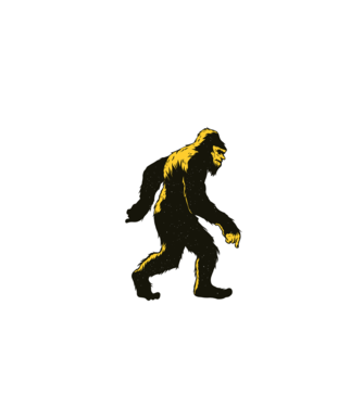 Yeti în pădure model negru pe tricou