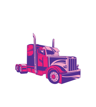 Camion roz model alb pe tricou