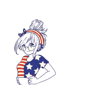 fată Americană Anime model negru pe tricou