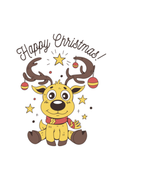 Happy Christmas Reindeer Alb model albastru deschis pe tricou