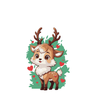 Valentine Deer model alb pe tricou