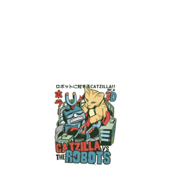 Catzilla Vs Robots model alb pe tricou
