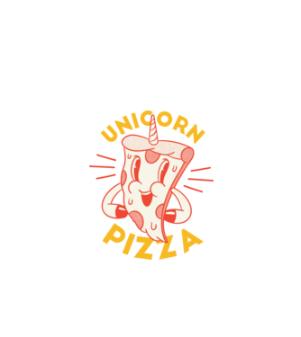 Unicorn Pizza model negru pe tricou