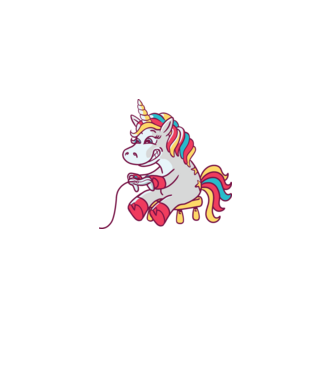 Gamer Unicorn model albastru deschis pe tricou