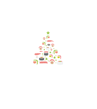 Pom de Crăciun Sushi model verde închis pe tricou