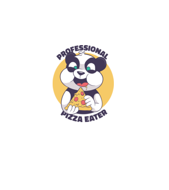 Panda Pizza model albastru deschis pe tricou