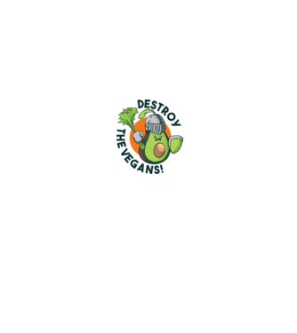 Destroy the Vegans - tricou amuzant războinic Avocado model alb pe tricou