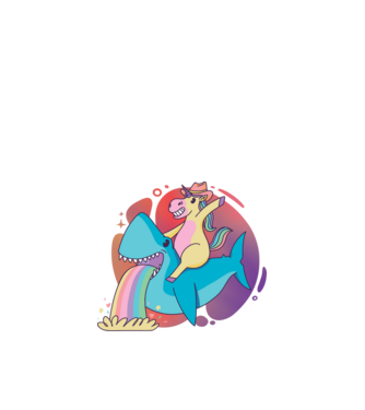 Unicorn pe rechin model negru pe tricou
