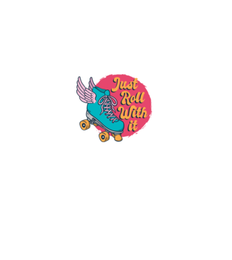 Just Roll with it - patine cu rotile model albastru închis pe tricou