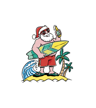 Santa Claus Summer model alb pe tricou