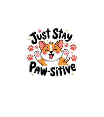 Just Stay Paw-sitive Alb model alb pe tricou