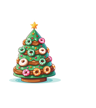 Doughnut pom de Crăciun model albastru deschis pe tricou
