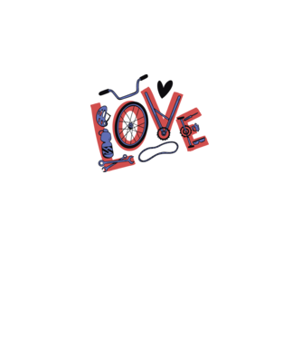 Love Bicicletă model alb pe tricou