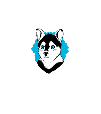 Câine Pomsky model alb pe tricou