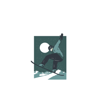 Săritură Snowboard model turcoaz pe tricou