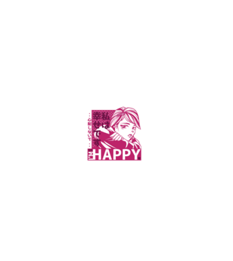 'I''m happy fată Anime antisocială' model negru pe tricou