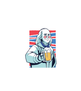 Benjamin Franklin Beer model alb pe tricou