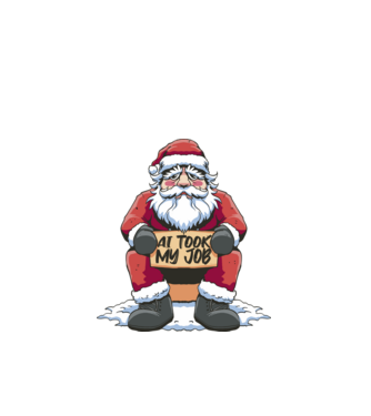 AI took my job Santa model negru pe tricou