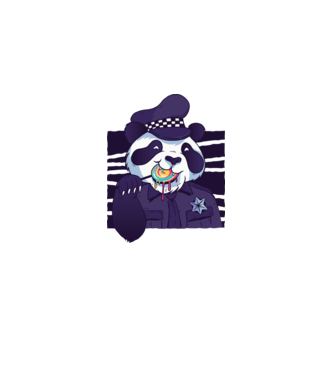 Panda polițist cu acadea model albastru deschis pe tricou