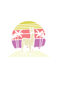 Lama Retro model alb pe tricou