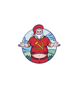 Moș Crăciun comunist model alb pe tricou