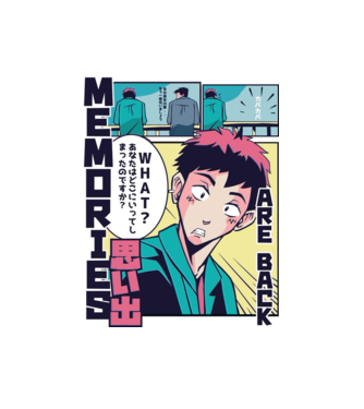 Anime Vaporwave benzi desenate model alb pe tricou