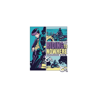 Anime Vaporwave Riding Nowhere model albastru deschis pe tricou