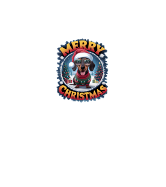 Merry Christmas Teckel model alb pe tricou