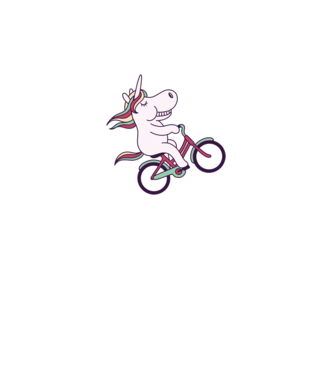 unicorn cu bicicletă model alb pe tricou