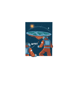Astronaut Pământ plat model negru pe tricou