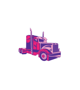 Camion roz model alb pe tricou
