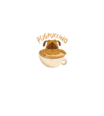 Pugpuccino Capuccino cu Mops model negru pe tricou